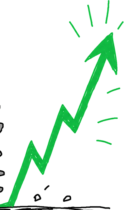 Growth arrow tearing upward after the release